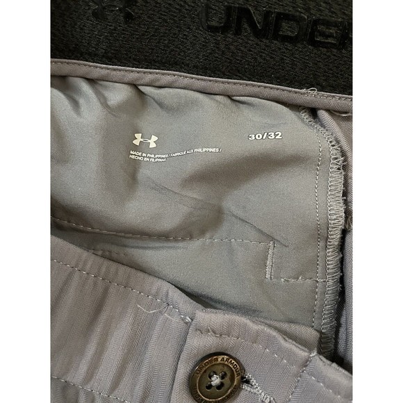 Under Armour‎ Pants Mens 30 x 31 Match Play Golf Chino Stretch Flat Front Gray - Picture 3 of 8